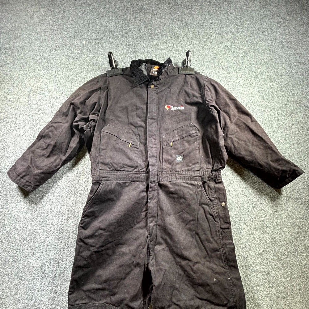 Berne Workwear Mens 2XL Black Insulated Coveralls Embroidered Loves Logo